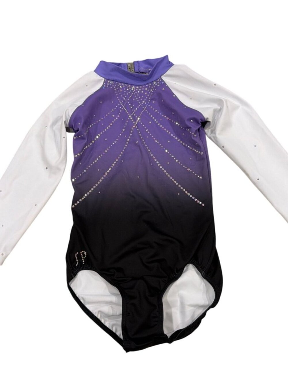 Sylvia P Purple & Black Rhinestone Long Sleeve Gymnastics Leotard C12